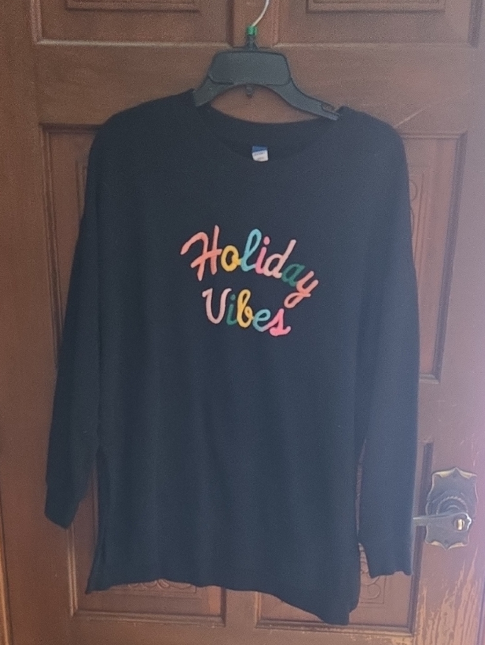 3 For $40 Old Navy Black 'Holiday Vibes' Crewneck Sweater
